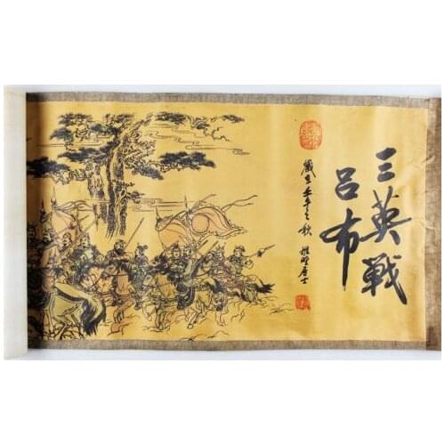 Exquisite Antique collection Imitation ancient Three English war Lv Bu Picture