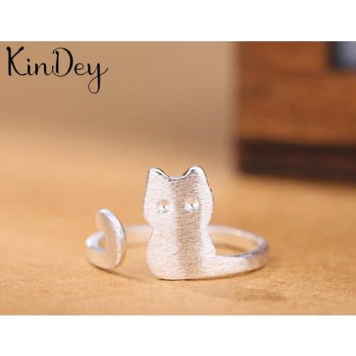 Kindey Korean Trendy Silver Color Cat Rings For Women Lady Men Antique Rings Open Finger Jewelry