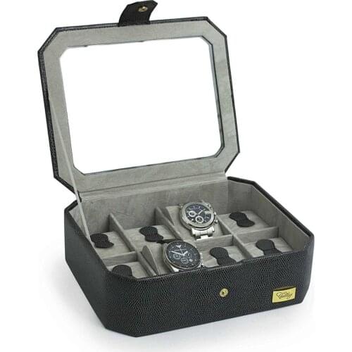 Cordays - 8 Grid Watch Box in Vegan Textured Leather, Handcrafted