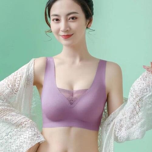 Latex Seamless Bra Push Up Bralette Underwear Bras For Women Yoga movement Gathers Shock-proof Female Lace tube top Bra