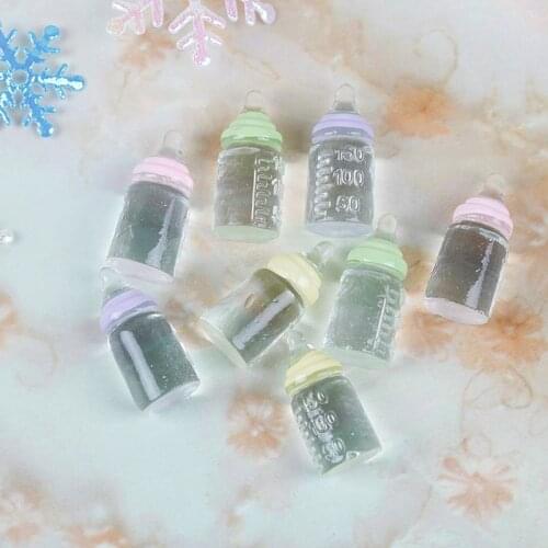 1:12 Scale Cute Clear Bottle Simulation Mini Milk Bottle Feeding Bottles DIY Dollhouse Miniature Accessories Resin Crafts