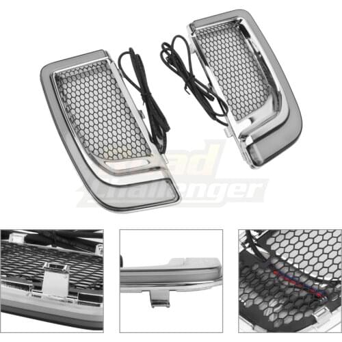Motorcycle Chrome LED Fairing Lower Grills Turn Signal Running Light Lamp For Harley Touring Street Electra Glide CVO Limited
