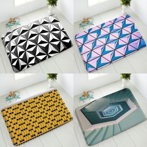 Non-Slip Bath Mats Simple Geometric Indoor Floor Mat Bedroom Kitchen Doormat Rug Absorbent Carpet Washable Foot Pads Home Decor