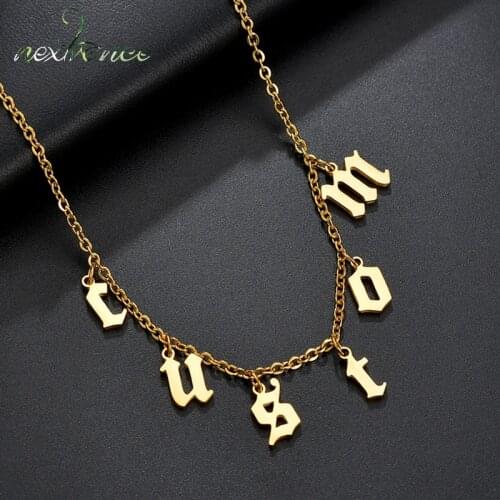 Nextvance Personalized Name Letter Stainless Steel Customize Nameplate Fashion Pendant Chain for Women Creative Gift Jewelry