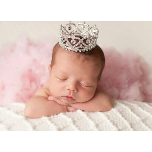 New Priness Baby Headdress Crystal Crown Round Crown Hair Ornament Newborn Photography Props
