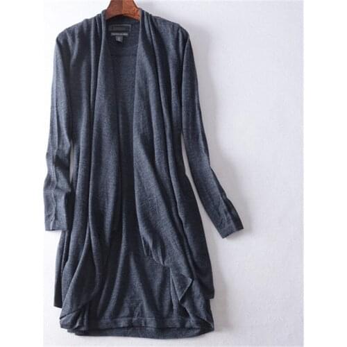 New arrival 100%wool solid knit women fashion Vneck long cardigan sweater S-L retail wholesale