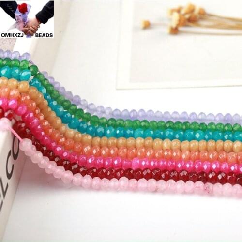 OMH Wholesale JD203 4*6mm Natural Jewelry DIY Making Bracelet Necklace Natural AAA Chalcedony Loose Spacer Faceted Round Beads