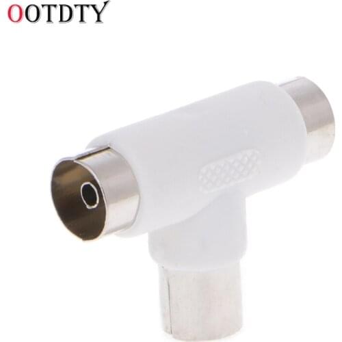 OOTDTY 2 Way TV T Splitter Aerial Coaxial Cable Male to 2x Female Connectors Adapter