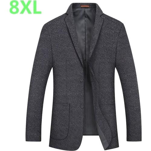 Autumn winter Large Size business coat add fertilizer increased Big Size male casual suit jacket loose fat 8XL fat male jacket