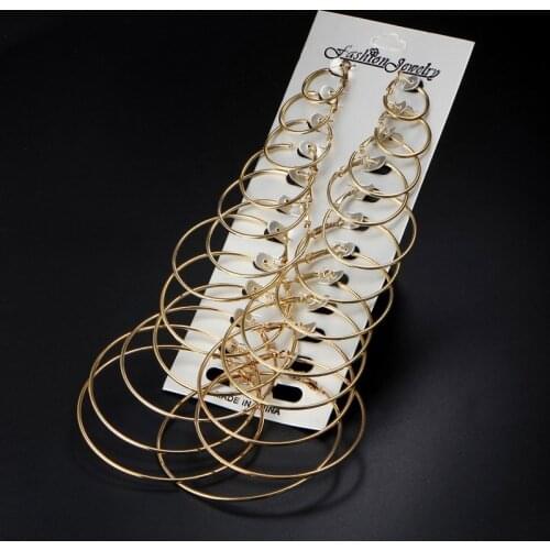 12 Pair Women Circle Hoop Earring Set Simple Punk Round Earrings Party Jewelry Gift d88