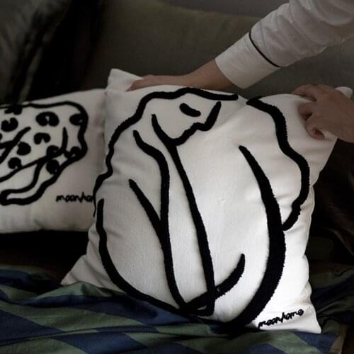 Modern abstract style embroidery pattern seat pillow cushion without stuff ,INS popular detachable decoration sofa pillows