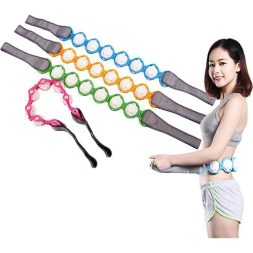Waist Back Roller Massager Manual Rolling Ball Neck Leg Slimming Strap Rope Massage Equipment