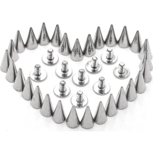 KALASO 20Pcs Silver Cone Rivet Screw Punk Style Stud Leathercraft Bullet Spikes DIY Craft Supplies Clothes Accessories 5.8*12mm