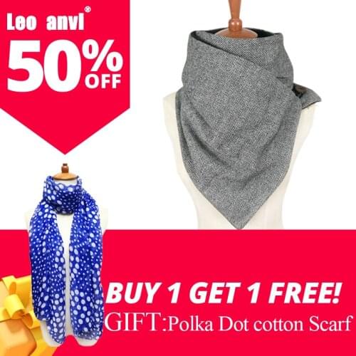 Leo anvi buy 1 get 1 free fashion winter men women wool cotton scarf Herringbone chevron Infinity scarves handmade with Buttons