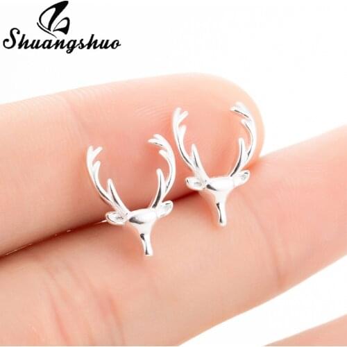 Shuangshuo Hot Luxury Christmas Deer Stud Earring For Women Jewelry Santa Claus Gift Elk Reindeer Earrings Women Christmas Gift