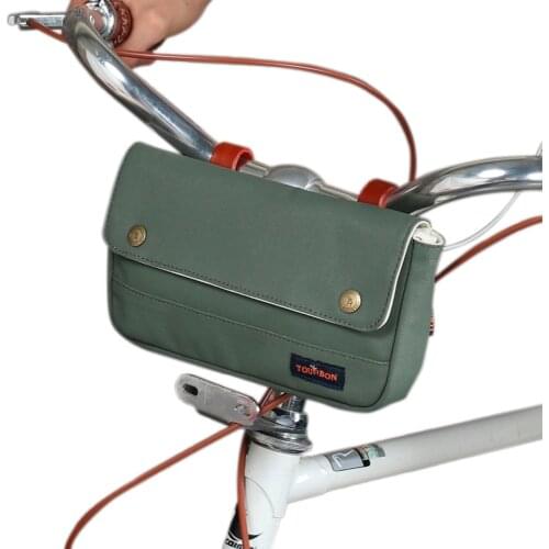 Tourbon Retro Canvas Bicycle Handlebar Bag Tube Pouch Saddle Bags Rear Frame Bag Multipurpose Bike Accessories Water Repellent