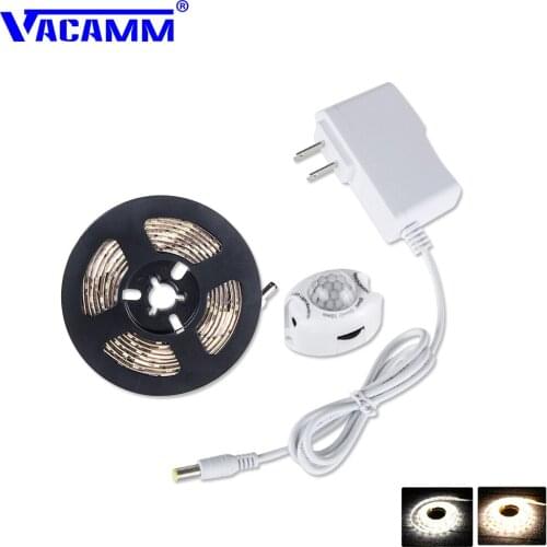 Vacamm 2835SMD Wireless Motion Sensor LED Strip 1-5M Waterproof For Under Bed Lamp Closet Stairs Kitchen+Power Supply+Sensor Box