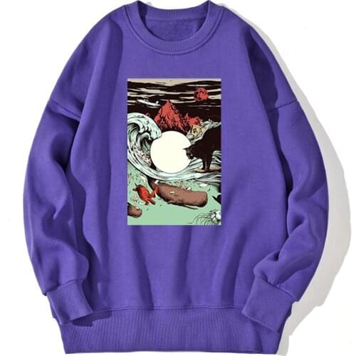 Black Cat Print Drop shoulders Mens Sweatshirt Hip Hop Fashion Tops Leisure Casual Pullovers Winter 2020 New Moletom Masculino