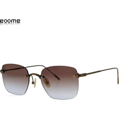 Titanium Rimless Sunglass Small Square Shape Summer Bright Color Night Driving Yellow Lens Flexiable and Light Sunglass