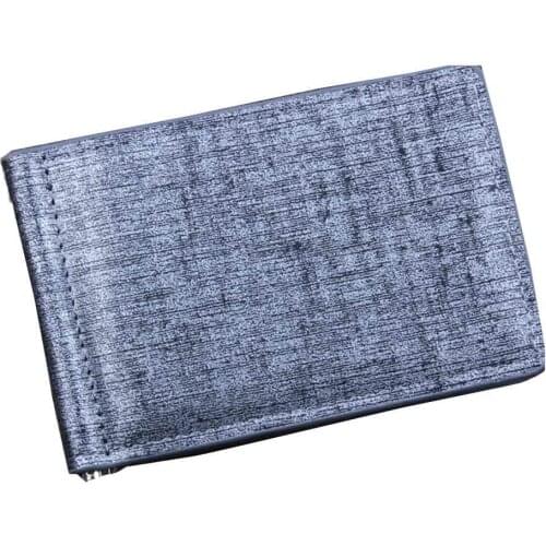 Vintage Slim Money Clip Bifold Short Wallets for Men Multi Card Slots Leather Luxury Business Cards Holder Wallet Metal Clips