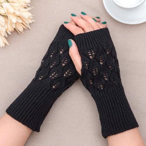 2021 New Women Men Crochet Knitted Gloves Short Arm Sleeve Hand Warmer Mittens Winter Warm Solid Color Fashion Stretchy Gloves