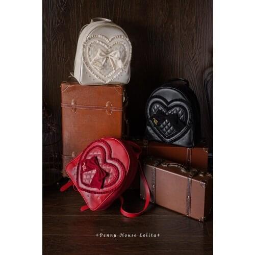 Japanese student JK uniform sweet lolita love bag vintage lace cute kawaii girl backpack loli cosplay gothic lolita bag