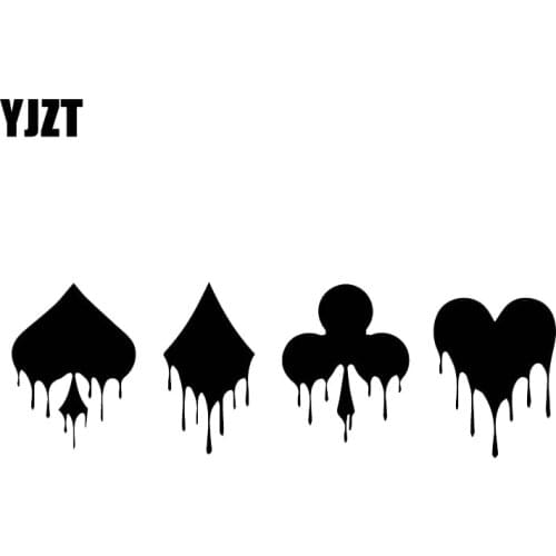 YJZT 6CM*18.6CM Classic Modern Poker Pattern Decals Motorcycle Car Fashion Sticker Black/Silver C30-0332