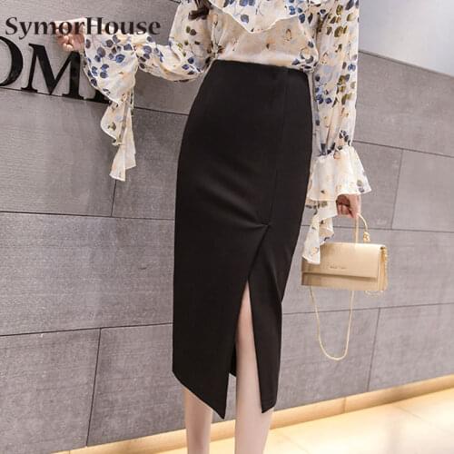 S-5XL Women Pencil Skirts Plus Size New Fashion Mid-Calf Long Skirt Casual Bodycon Elegant Open Split Stretch Fabrics Skirt