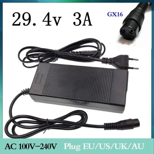 29.4v3a lithium battery charger 7 Series 29.4V 3A charger for 24V battery pack electric bike lithium battery charger 3-Prong