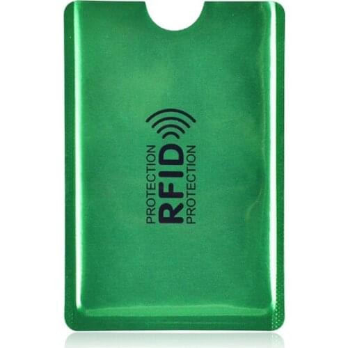 Green 100pcs Anti Rfid Card Holder NFC Blocking Reader Lock Id Bank Card Holder Case Protection Metal Credit Card Case Aluminium