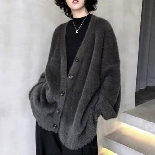 Lady Casual Loose Plus Size 4xl Print Long Overcoat New Autumn Winter Middle Aged Women Imitation Mink Cashmere Coat