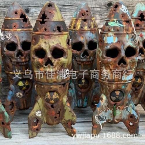 1PCS Garden Big Goblin Ornaments Halloween Resin Craft Skull Bomb Garden Ornaments Halloween Garden Decorations