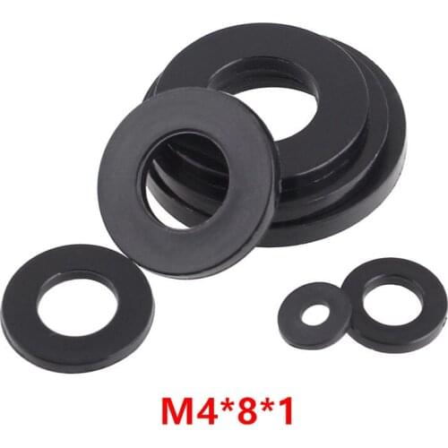 1000pcs M4*8*1 Black Nylon Flat Washer DIN125 Plastic Plated Seals Washer Ring Gasket Spacer m4x8x1mm
