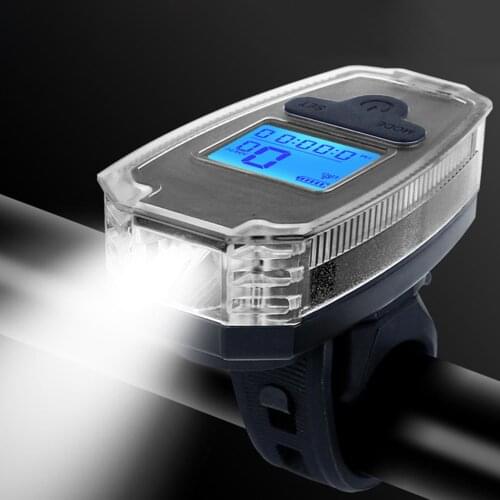 1200mAh Waterproof LED Bicycle Front Light Horn Lamp USB Rechargeable Bike Headlight Cycling Flashlight With Speedometer Display