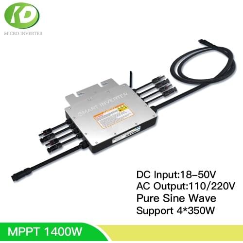 1400W Micro On Grid Tie Inverter Home MPPT 30V 36V Solar Inversor Pure Sine Wave Auto 110V 220V Output for 4*350W PV Plate