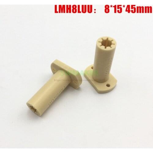 2pcs LMH8LUU Solid Polymer Ellipse Long Type Linear Bearing Bushing 8mm for DIY Prusa 3D printer CNC machine