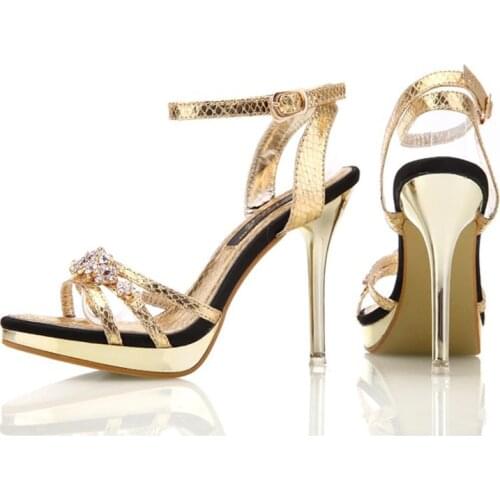 2018 women sexy sandals crystal party high heel 9 cm solid fashion pumps thin heels gold sliver wedding shoes lady summer shoes