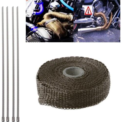 5M Car Motorcycle Turbo Manifold Heat Exhaust Wrap Tape Thermal Stainless Ties