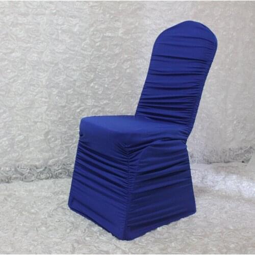 50pcs Ruffled Royal blue Spandex Stretch Chair Covers For Wedding Banquet Hotel Party Decoration