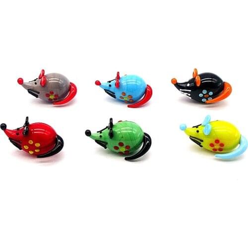 6pcs handmade Murano glass mouse Figurines ornaments Home Fairy garden gnome decor cute 2020 rat Miniature Animals glass statues