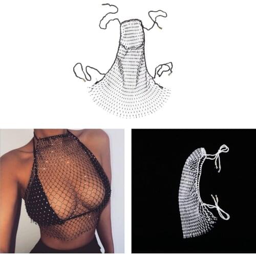 Rhinestone Hollow Out Bikini Cover Up Set Tops Dress Summer Beach Bath Swimsuit