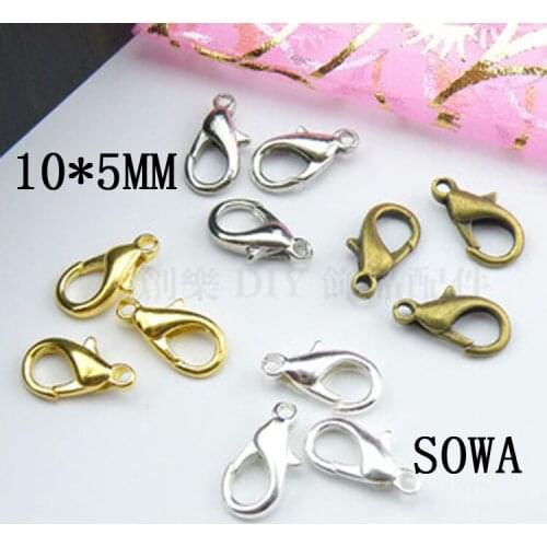 Free Shipping 50pcs/lot 10*5mm Jewelry Findings,501 Alloy bronze/gold/rose gold/gunblack/rhodium/silver Lobster clasp