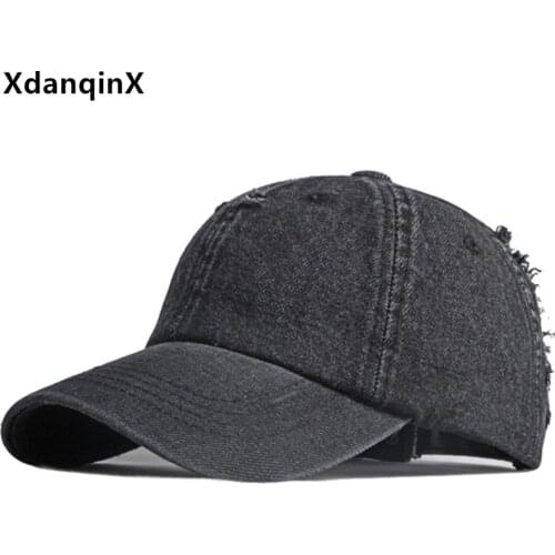 Novelty Personality Washed Denim Baseball Caps For Men Women Ripped Hip Hop Hat Snapback Cap Adjustable Size Couple Sports Cap