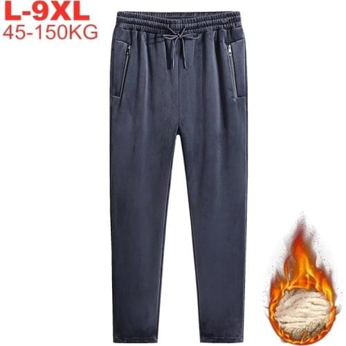 Mens Trousers Tactical Sweatpants Male Large Size 9xl 8xl Winter Warm Sports Pants Men Casual Thicken Fleece Jogger Trackpants
