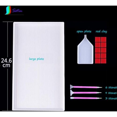 Diy Diamond Painting Tool Set,White Super Big Diamond Plate With Red Glue Clay,Diamond Draw Tool Pen Kit S0864L