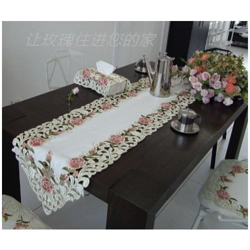 40*190cm Elegant Embroidery Table Runner Pastoral Fabric Tea tablecloth, Luxury Table mat table Cover for decoration