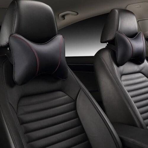 Brand new 2pcs pu leather car headrest pillow universal comfortable neck pillows fit for most cars quality guarantee