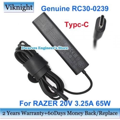 Gnuine RC30-0239 For Razer 20V 3.25A RC30-02390100 Typc-C Laptop Adapter Charger 5V / 9V / 15V 3A Power Supply