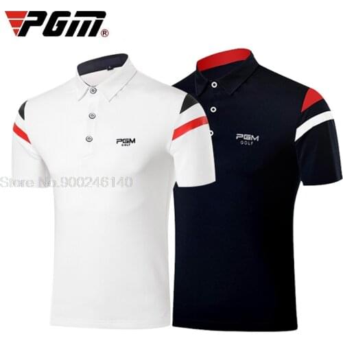 Golf T shirt PGM Mens Short Sleeve shirts Summer Breathable Elastic Casual Uniforms Sports Golf Tennis Wear Golf Clothing M-XXL
