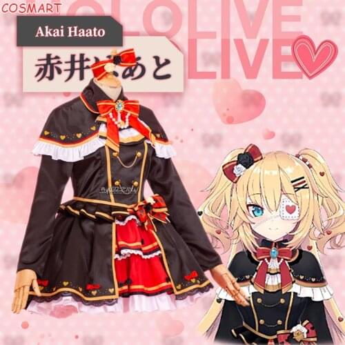Hololive Vtuber Akai Haato Gothic Uniform Dress Cosplay Costume Halloween Carnival Party Outfit Women 2021 NEW